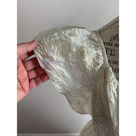 Altar’d State Womens Athena Shimmer Maxi Dress Cream Gold Metallic V-Neck Sze XL - Picture 7 of 13